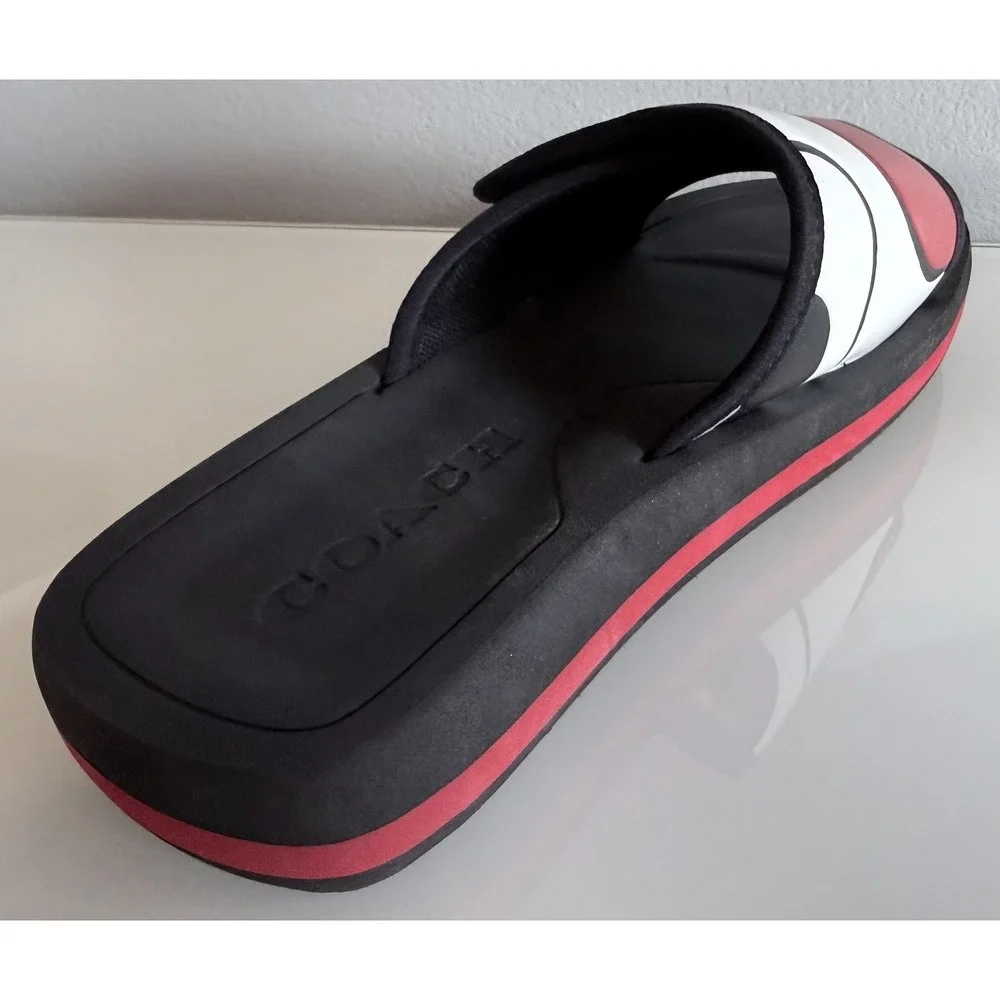 Coach Eva Sports Slide Sandals Black w/ Red White & Blue | Men's (Size 9D) | New